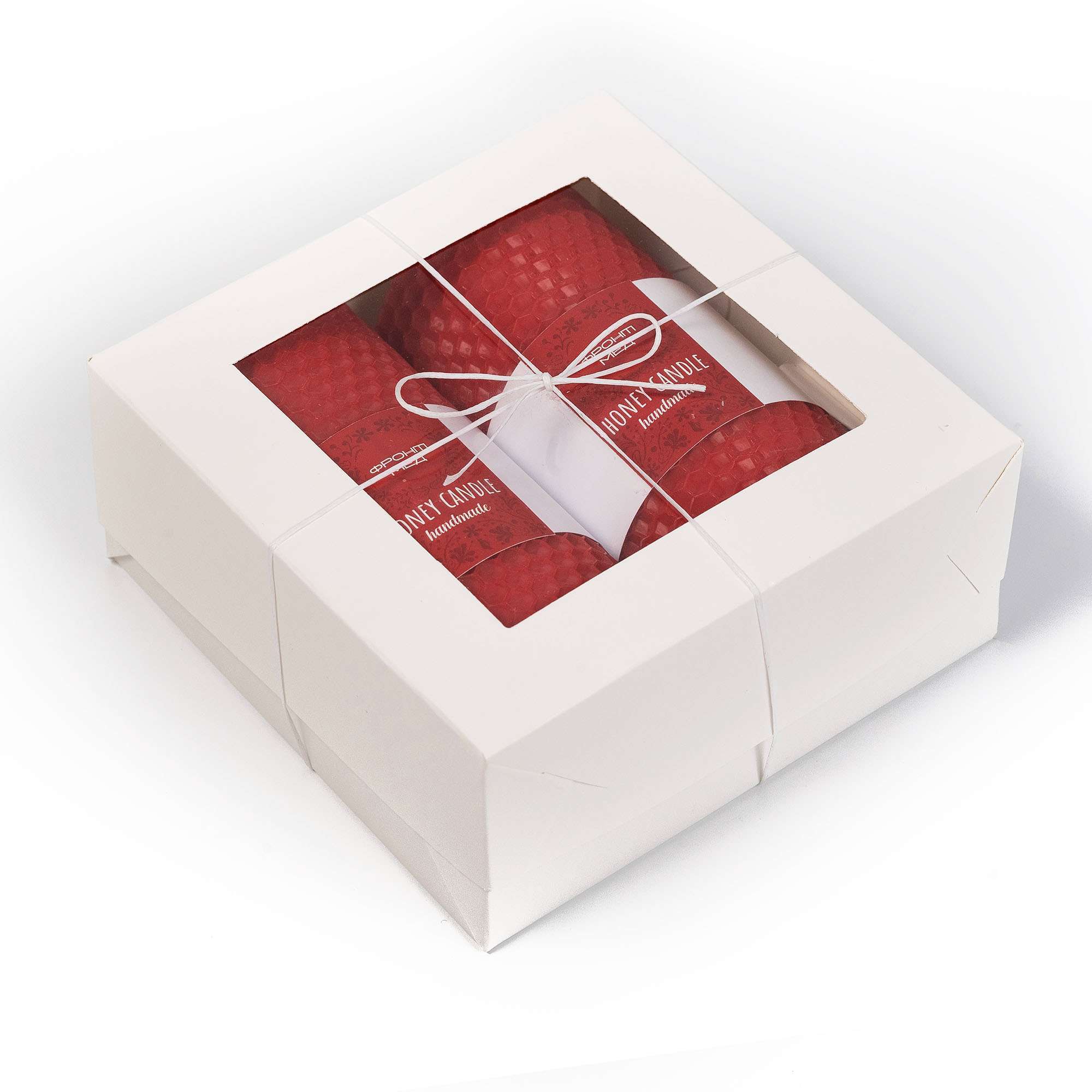 Set of beeswax candles "Harmony", red