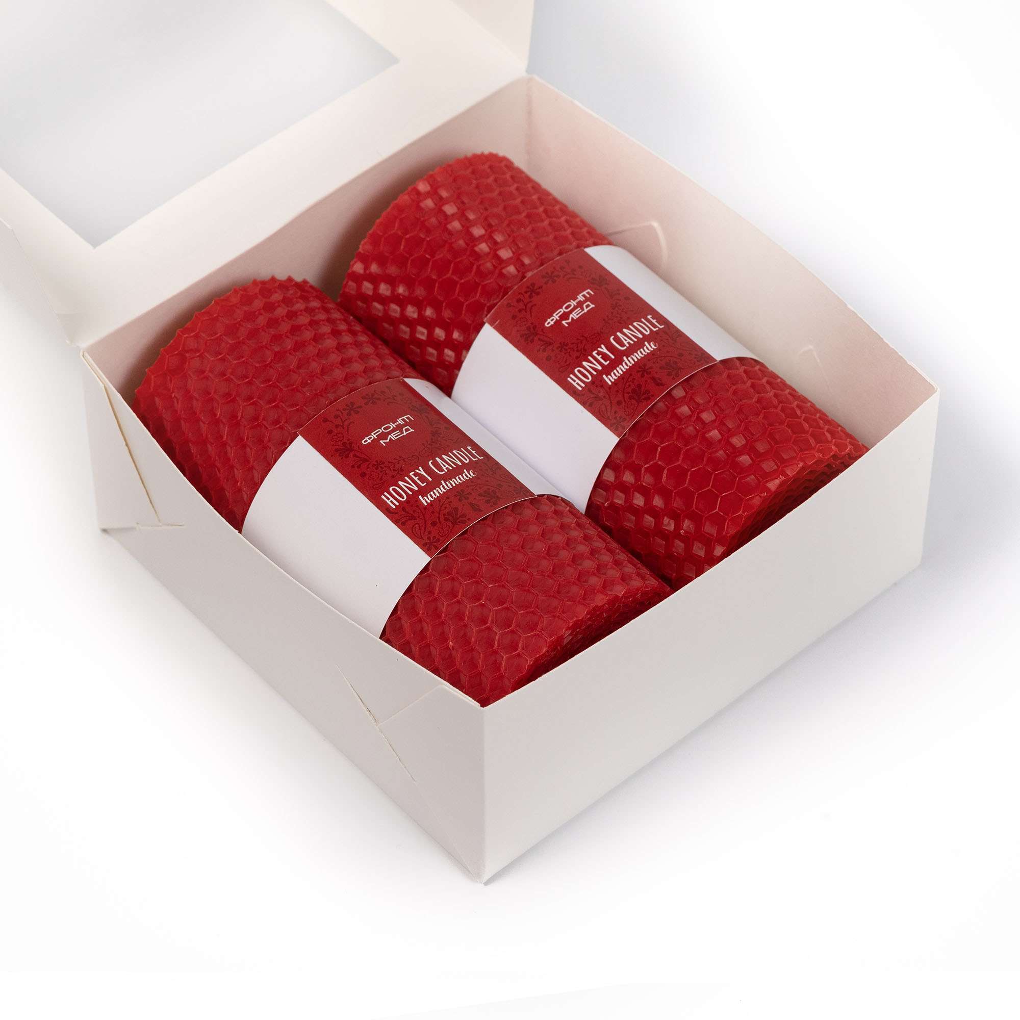 Set of beeswax candles "Harmony", red