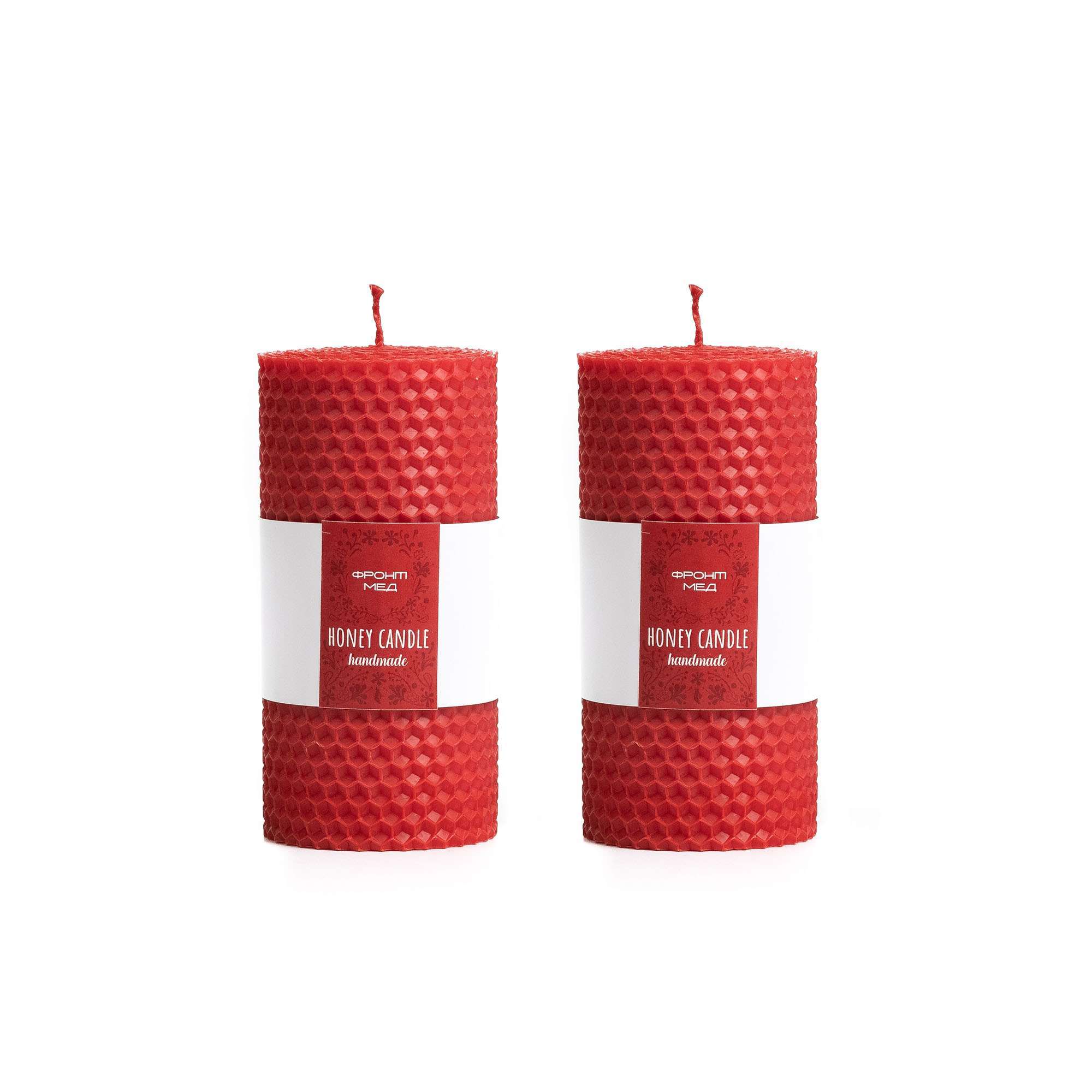Set of beeswax candles "Harmony", red