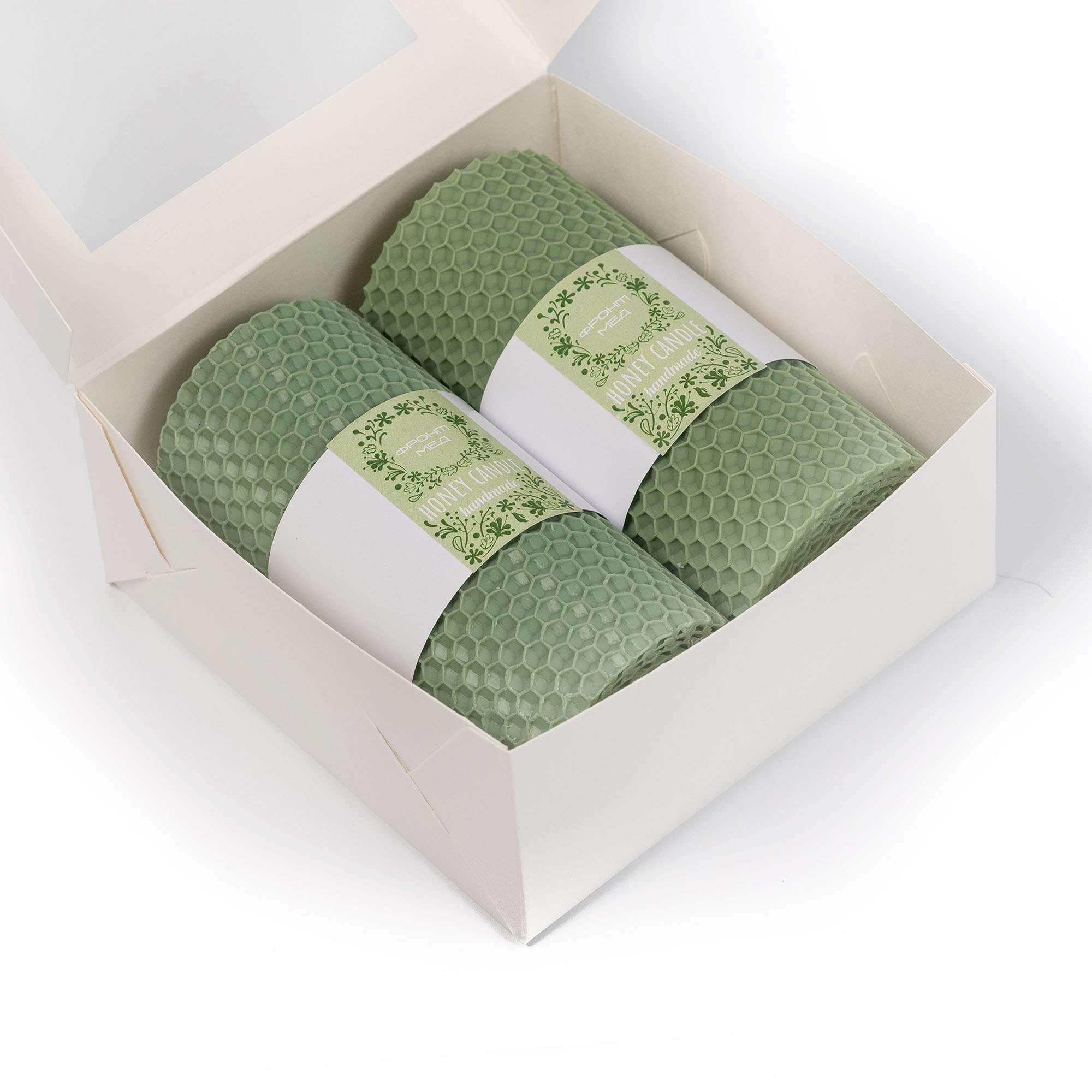 Set of beeswax candles "Harmony", mint