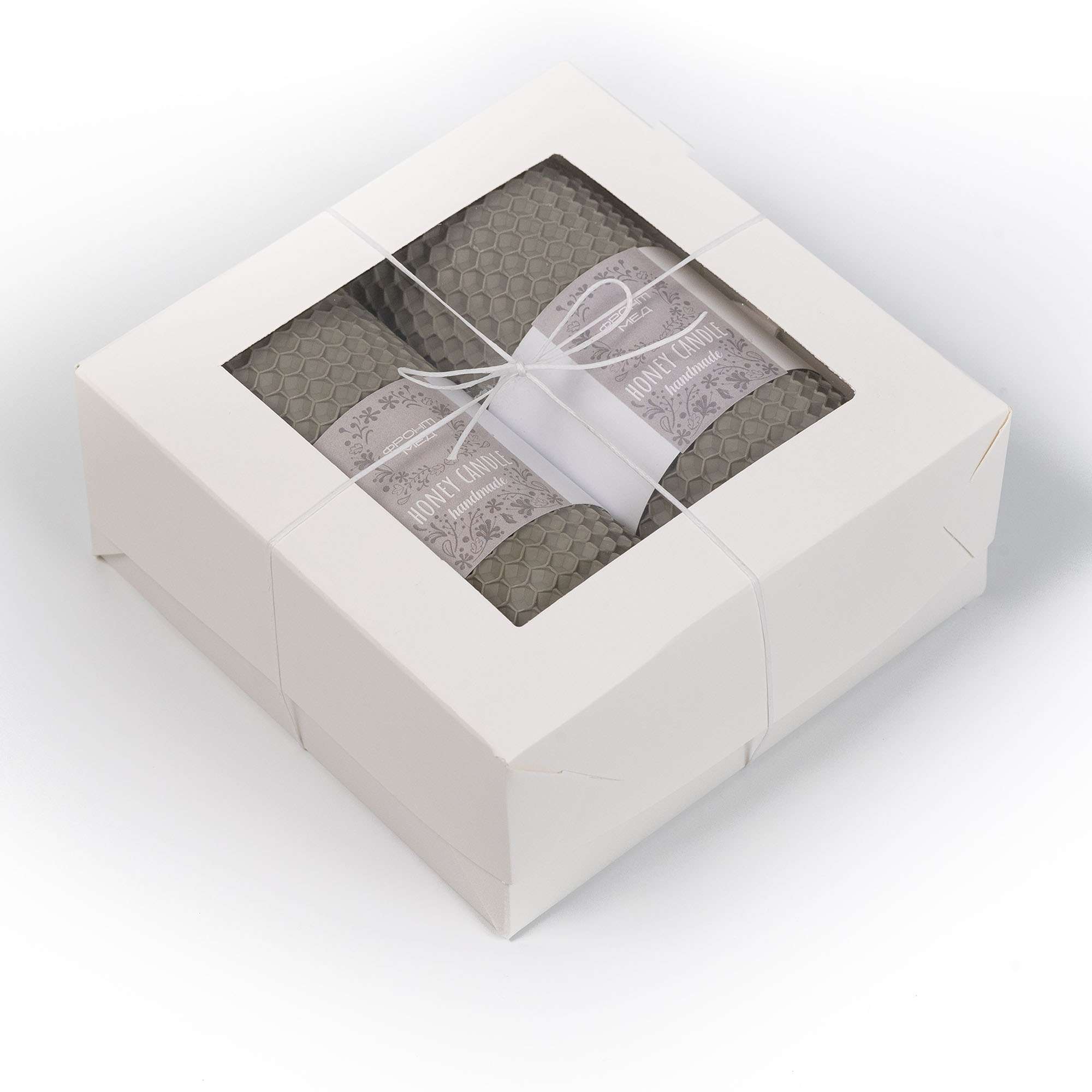 Set of beeswax candles "Harmony", gray