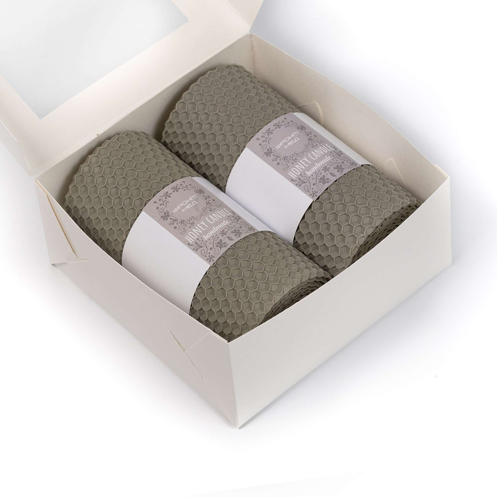 Set of beeswax candles "Harmony", gray