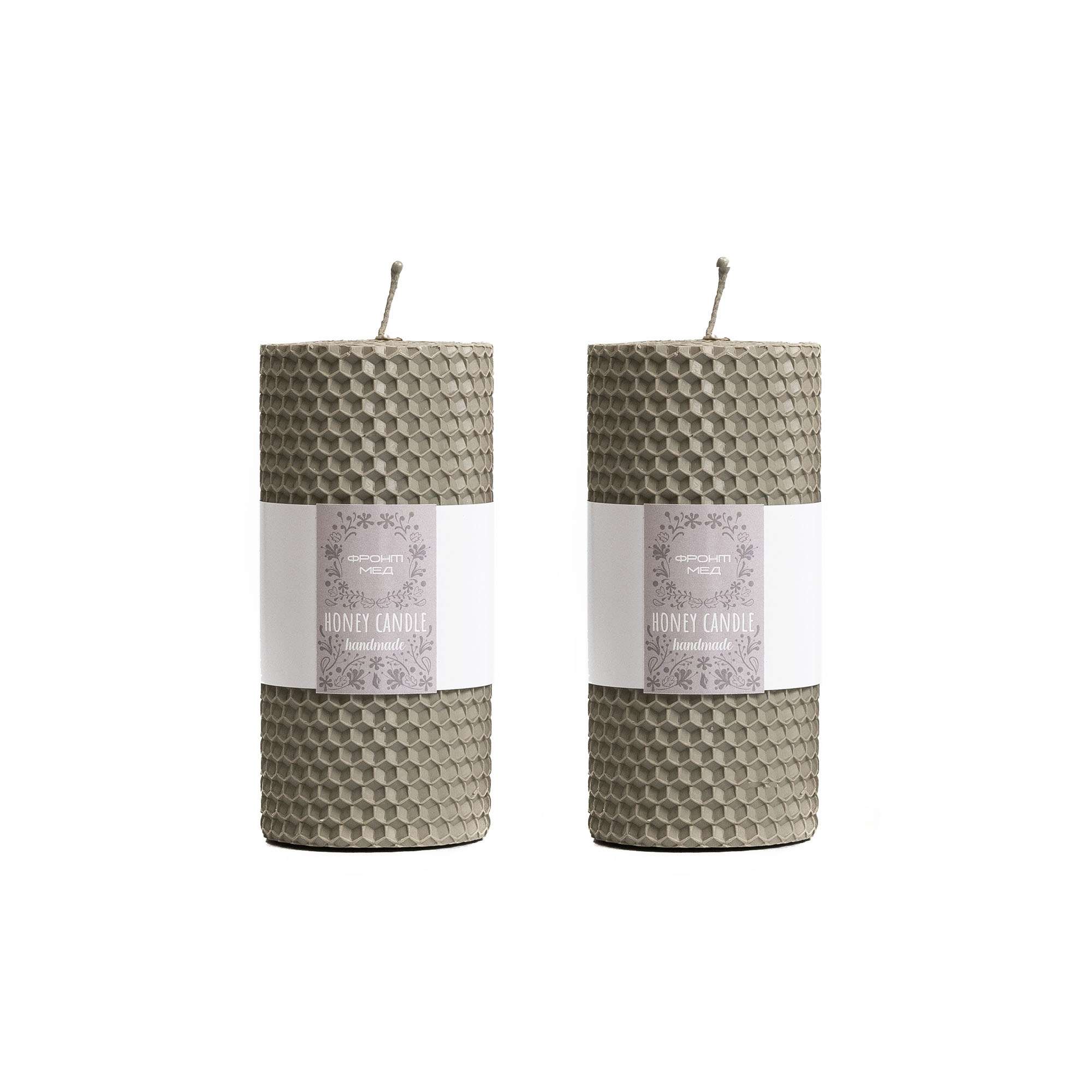 Set of beeswax candles "Harmony", gray