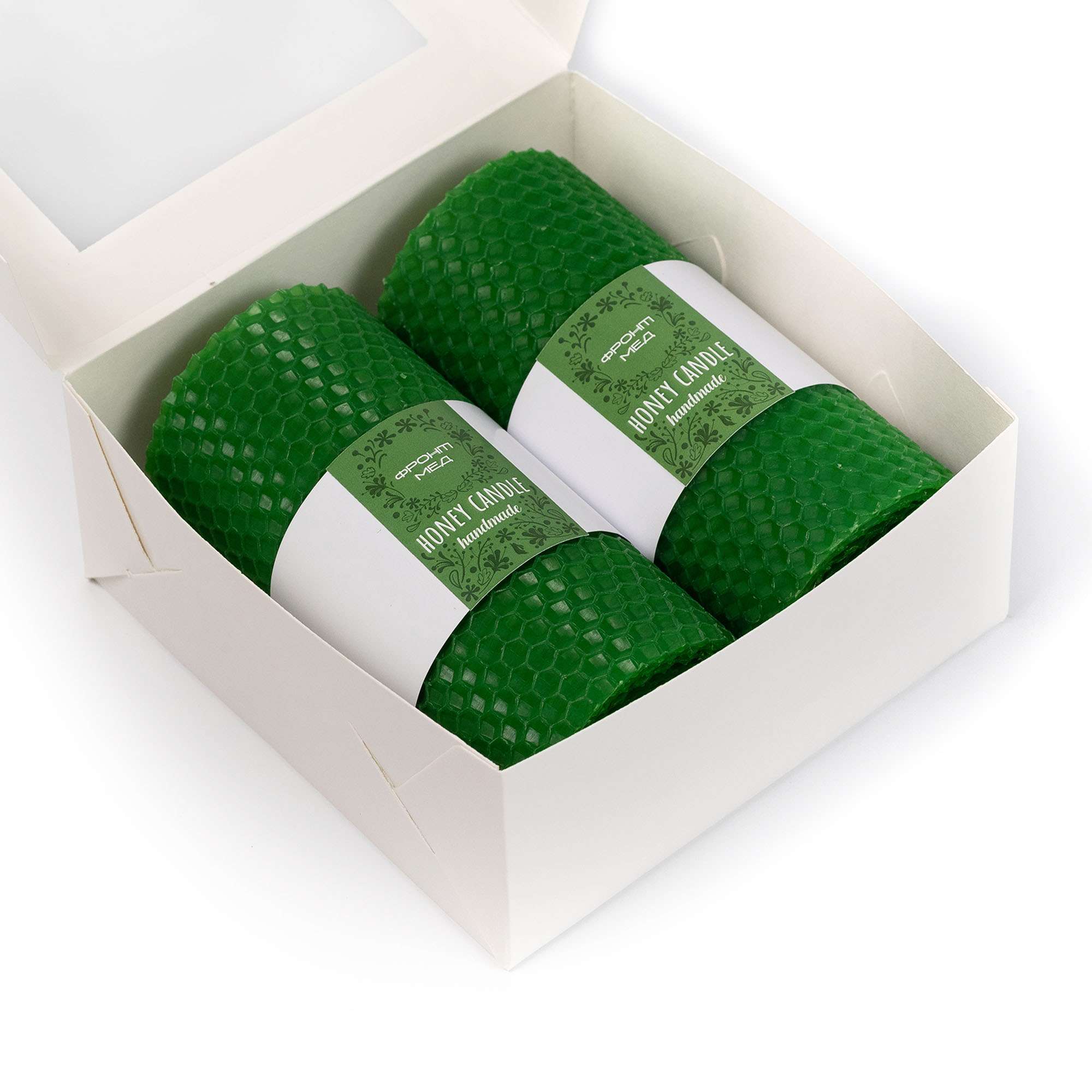 Set of beeswax candles "Harmony", green