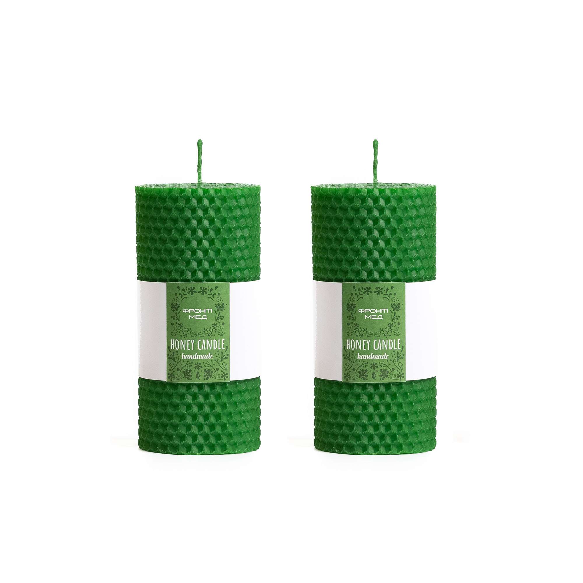 Set of beeswax candles "Harmony", green